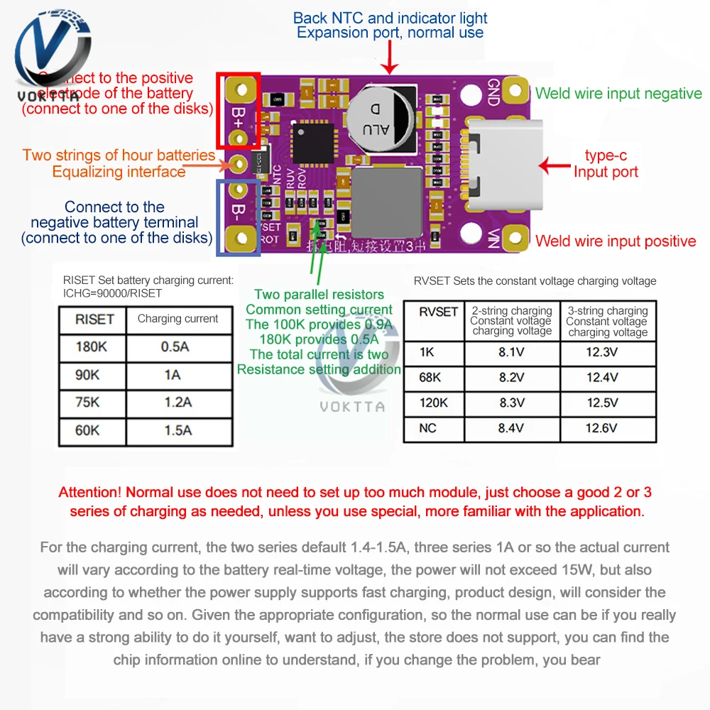 2-3S Lithium-ion Battery Charging Module Fast Charging Battery Protection Board USB Type-C Charging Board Dual Functions