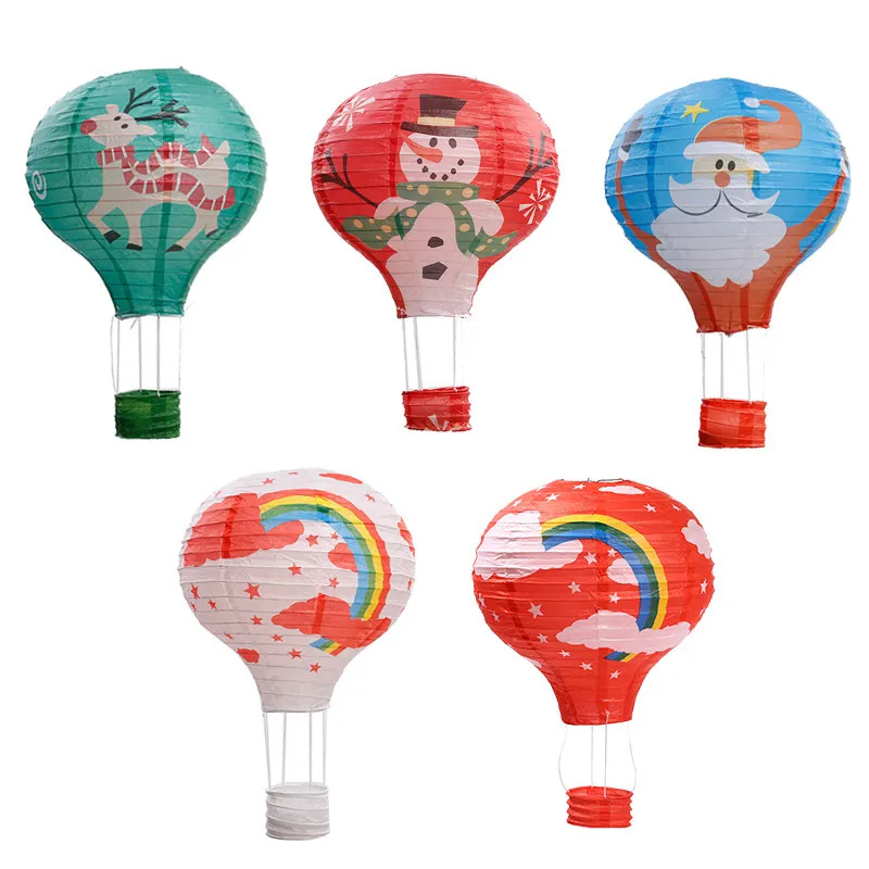 30 cm Weihnachtsmann Elch Schneeflocke Laterne Heißluftballon Papierlaterne Kinder hängende Geburtstagsfeier Hochzeit Weihnachtsdekoration – Detail 6