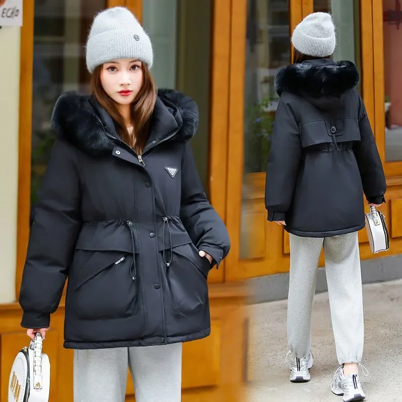 معطف الشتاء 2025 جديد رشاقته باركر المرأة الدافئة انفصال الداخلية أسفل سترة قطن الإناث فضفاضة الدافئة مقنعين سترات معطف