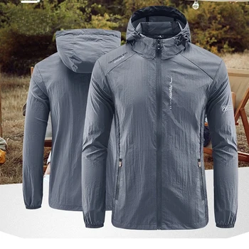 UPF50+ Summer Outdoor Quick Dry Sun-Protective Thin Jacket Men Hiking Fishing Cycling Hooded Gym Sport Ultra Light Windbreaker 6
