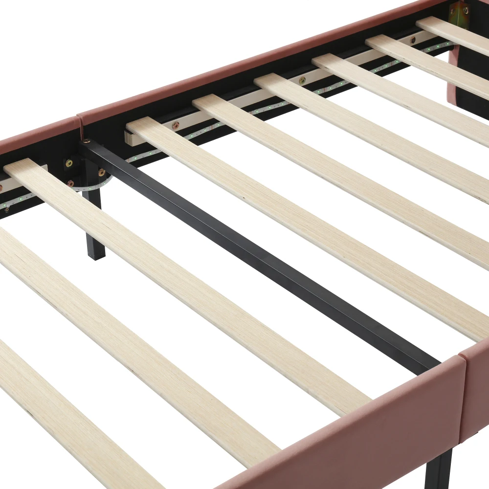 PINGGO Kinderbett, Einzelbett, 90 x 200 cm, Samt-Kopfteil in Fliegenform, Farbe, verstellbares LED-Licht, stabile Latten, ohne Matratze – Detail 21