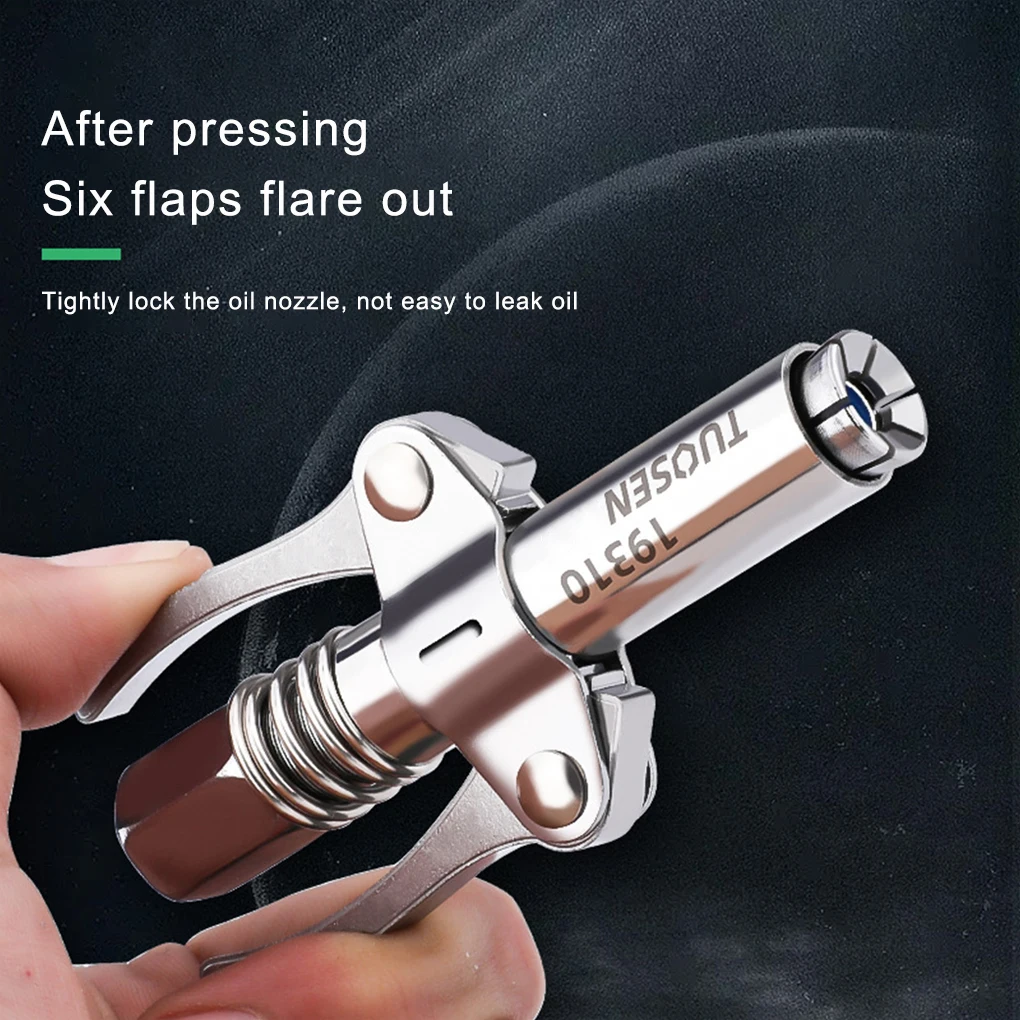 Steel Grease Coupler Injection Nozzle Rustproof Compact Size Professional Oil Injector Replaced Parts Double Gear Oil Nozzle