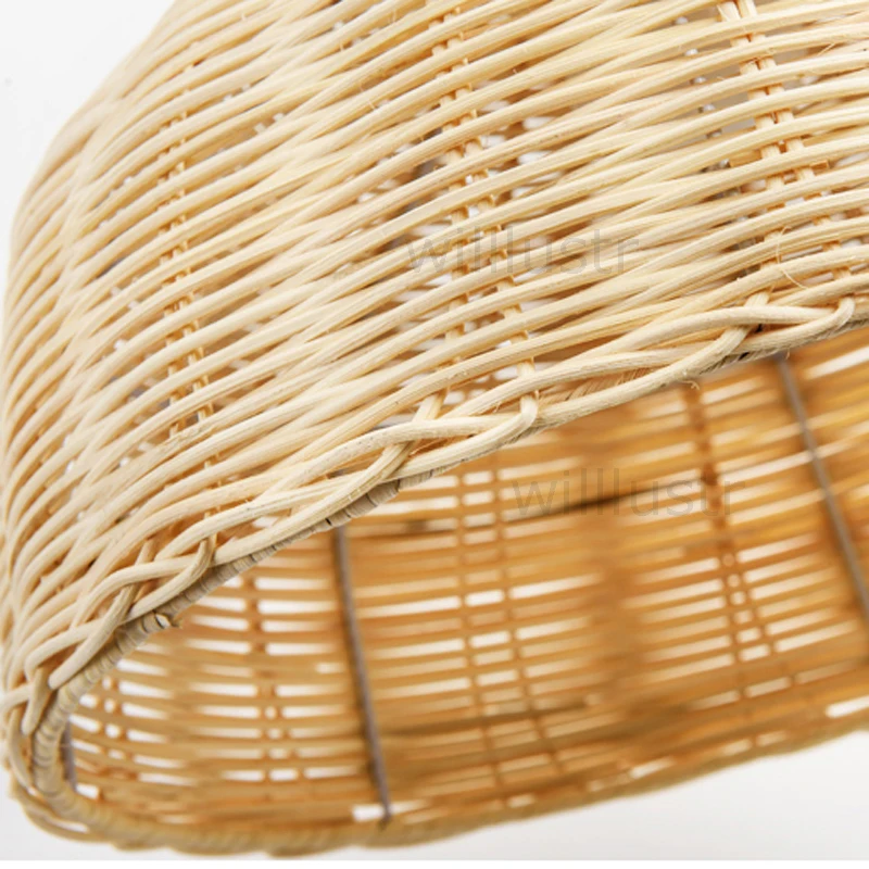 اليد محبوك الخوص قلادة ضوء اليدوية تعليق مصباح المواد الطبيعية المنزل غرفة الطعام بار فندق سقف معلق الثريا