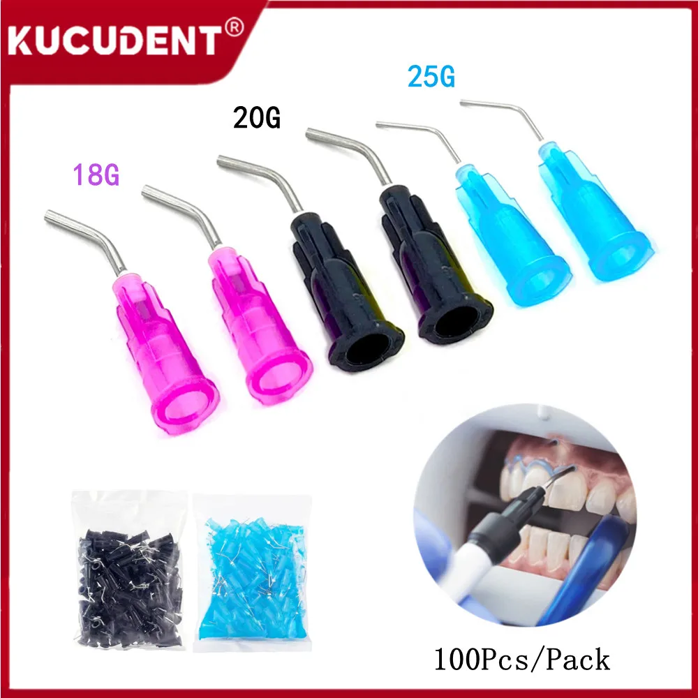 100pcs/Pack Dental Irrigation Bent Needle Tips Etchant Flow Composite Resin Acid Syringe Tip Dispensing Prebent Applicator Tool