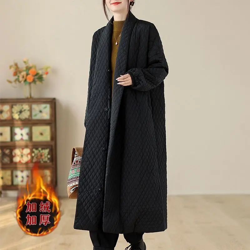 2025 Autumn/Winter New Women's Cotton Robe Loose Commuting Lightweight Warm Parkas