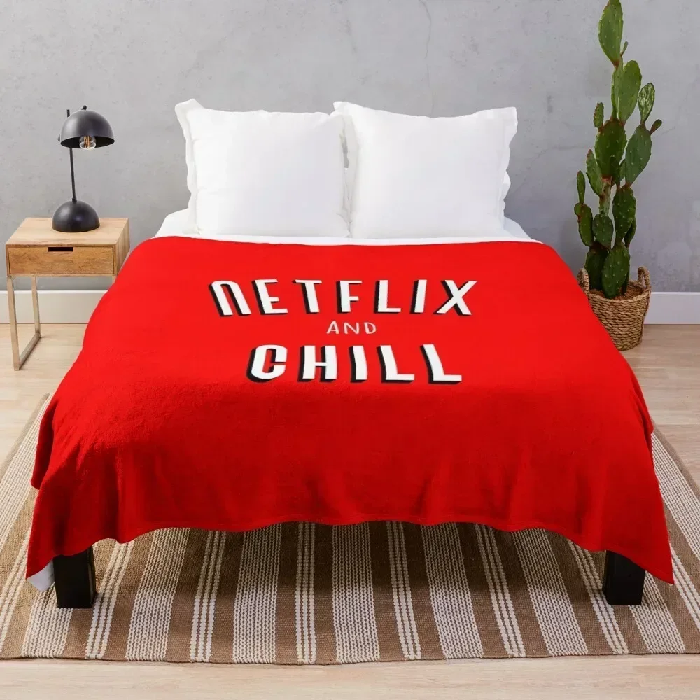 

Netflix and chill tee meme Throw Blanket Wrinkle Resistant Lightweight Blanket