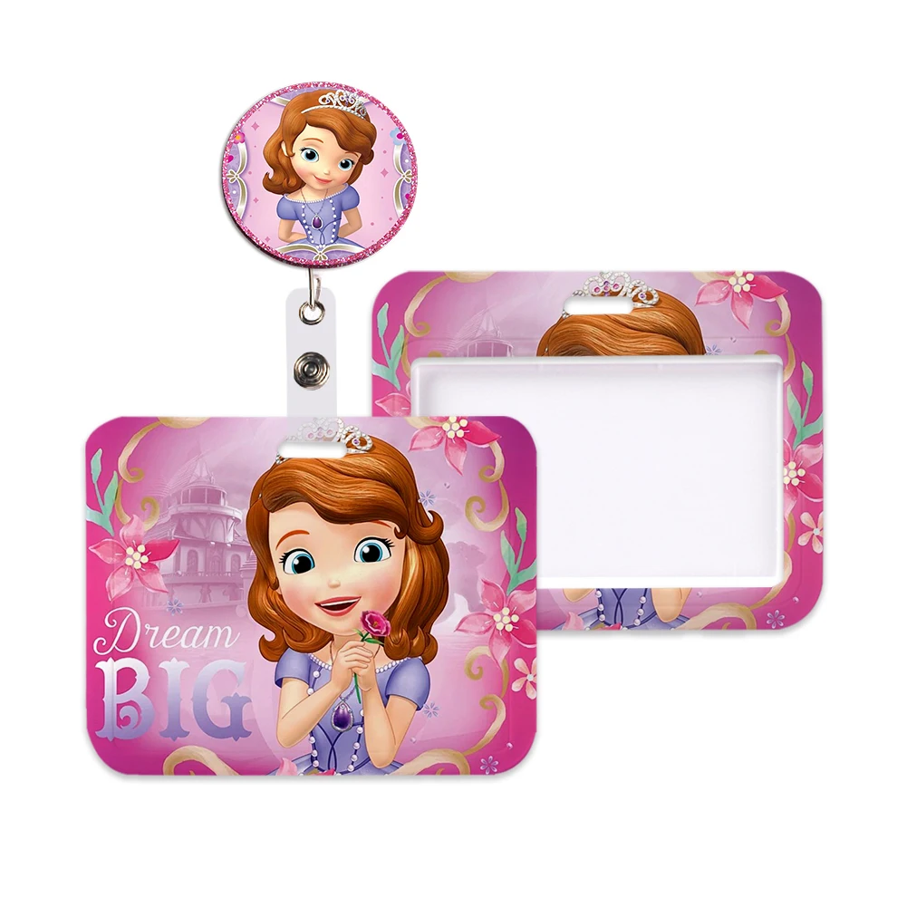 

Disney Sophia Princess Card Holder Neck Strap ID Card with Glitter Resin Charms Cellphone Straps Badge Holder Accessories