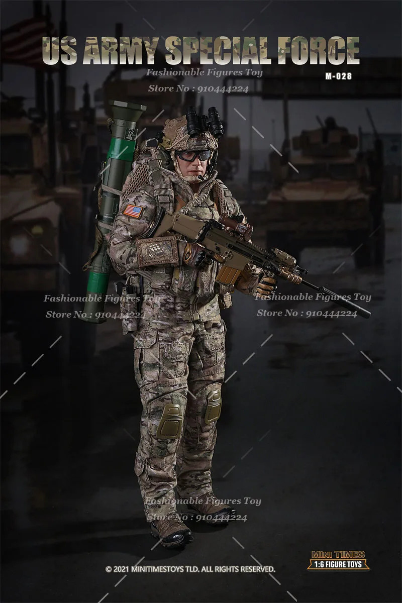 Minitimes M 028 1/6 Men Soldier US Army Special Forces Parachute Jump Camouflage Combat Military Dolls 12Inch Action Figure Body