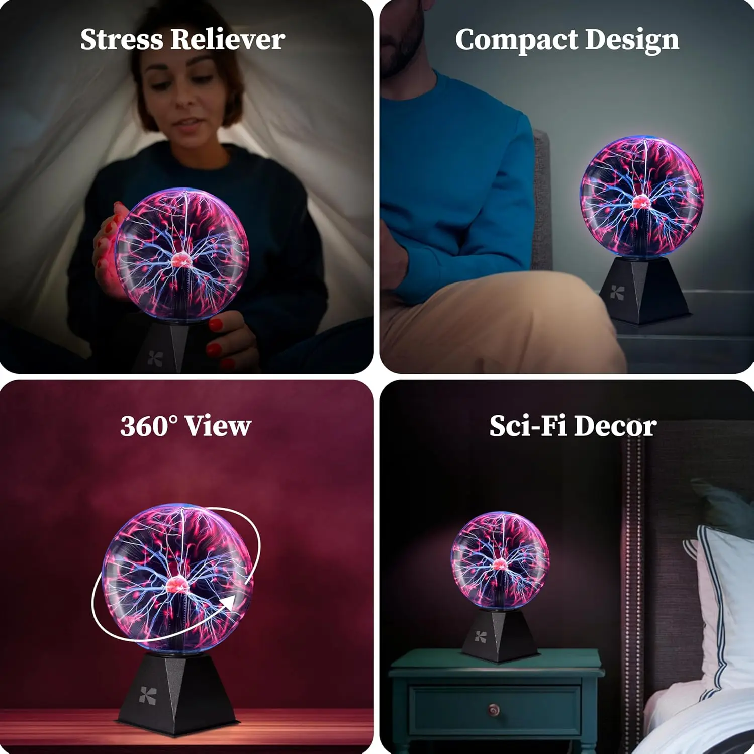 5 Inch LED Lights Touch Glass Plasma Ball Lamp Rechargeable Table Lamp for Room Decoration Night Light fit Party Bedroom - Image 5