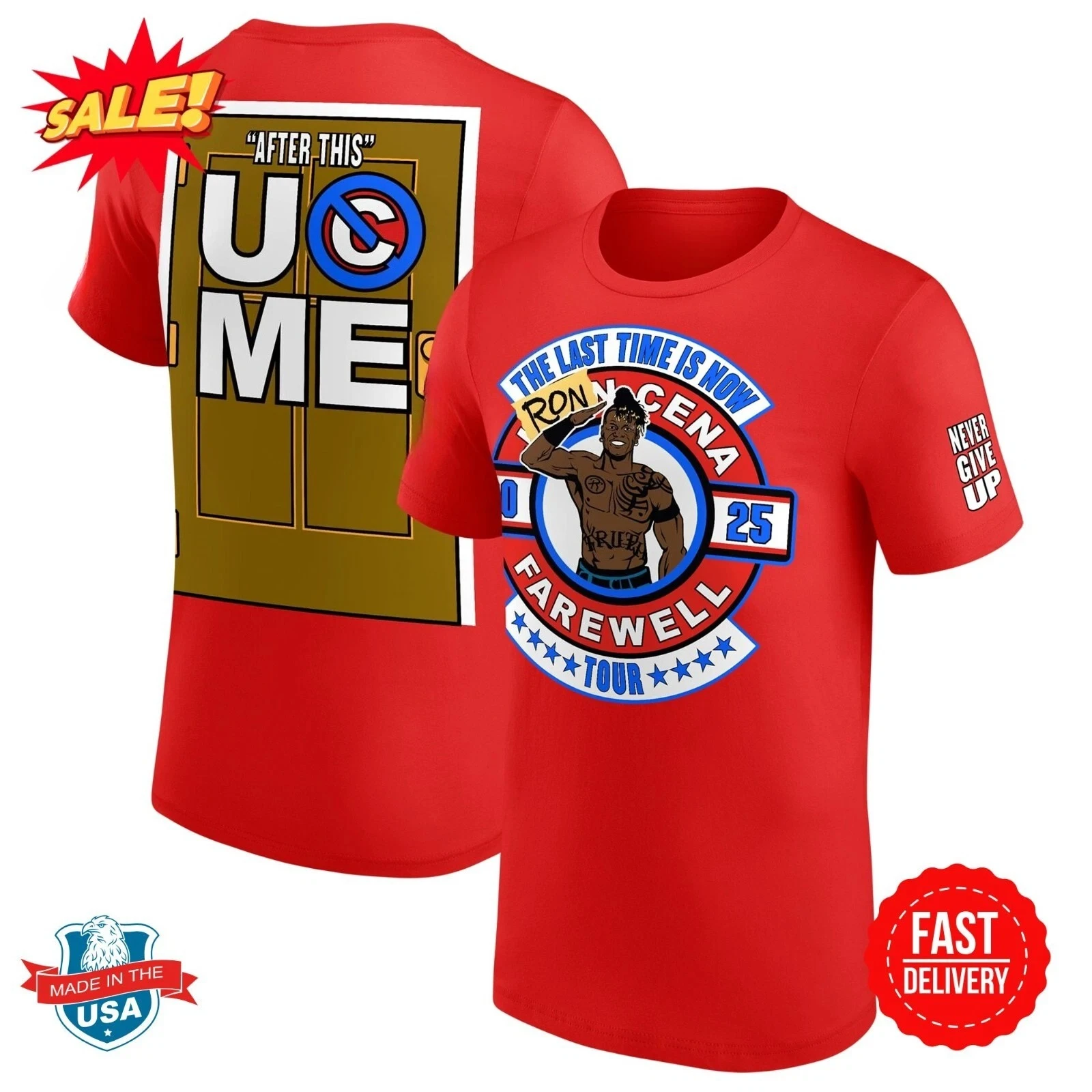 تي شيرت R-Truth Ron Cena Poly Reprint للرجال باللون الأحمر