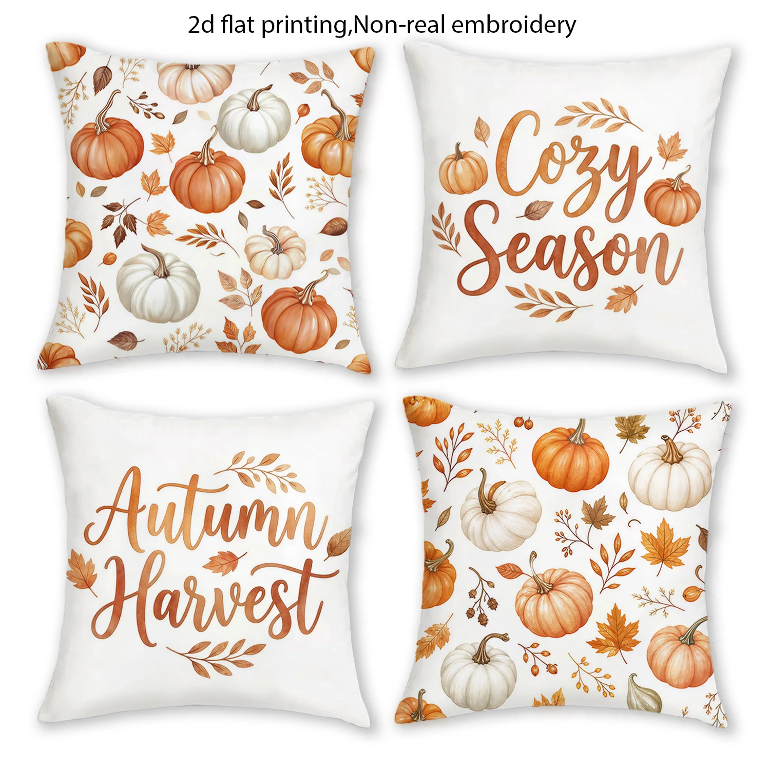 4PCS Fall Pumpkin Throw Pillow Covers, Black Gold Rustic Farmhouse Cushion Cases for Sofa Couch Decor