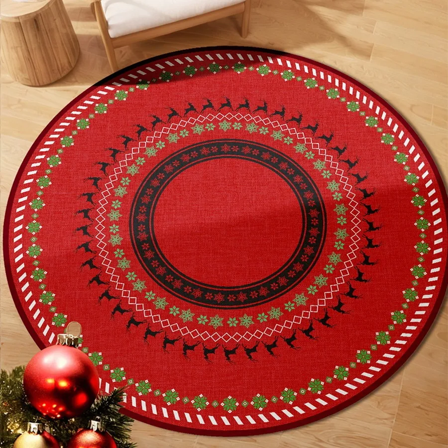 Round Carpet Living Room Christmas Vintage Light Luxury Mats for Bedroom Carpets Soft Short Plush Rug Home Decoration Floor Mat