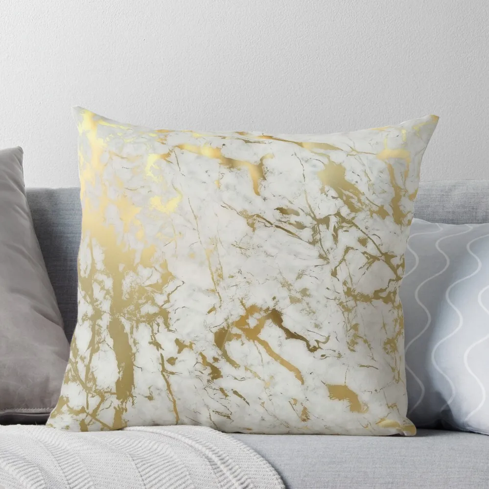 

Gold marble on white (original height quality print) Throw Pillow Cushions Anime Christmas Pillowcase Decorative Cushion Cover