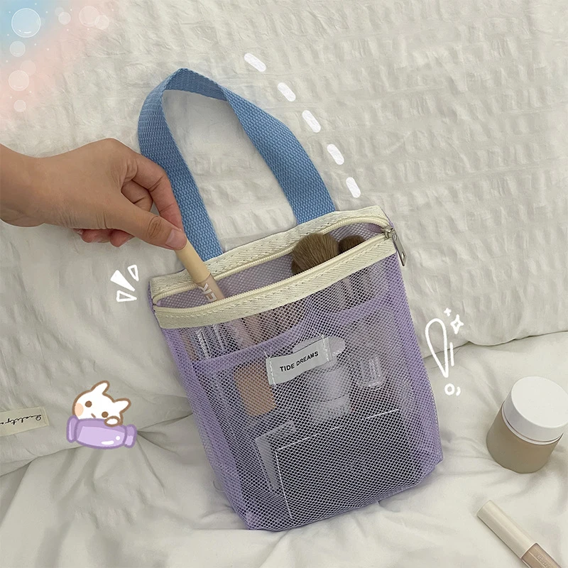 1Pcs Mesh Kulturbeutel Reise Kosmetische Veranstalter Tragbare Waschen Dusche Werkzeuge Lagerung Beutel Für Make-Up Körperpflege Zubehör