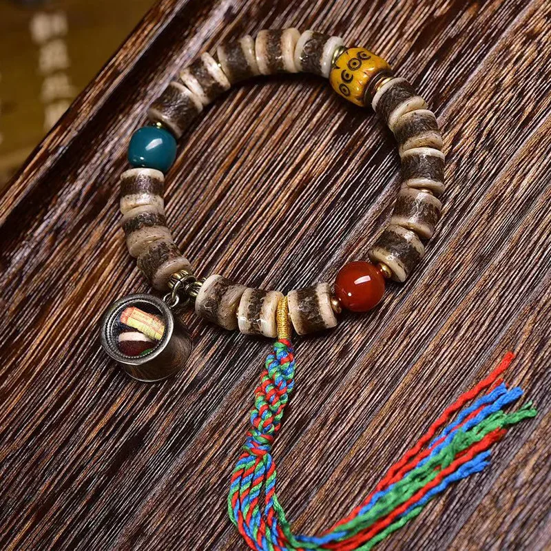 Legend Yak Crafts Single-wrap Bracelet Agatexuuba Beads Accessories Retro Backflow Bone S