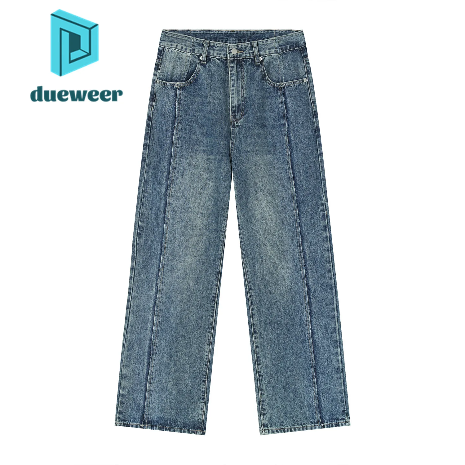 

DUEWEER Men's Vintage Distressed Straight Jeans Baggy Casual Denim Pants Trousers for Men Harajuku Streetwear Korean Fashion