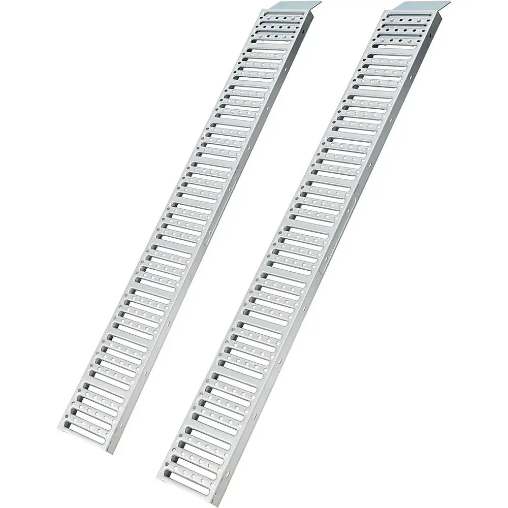 

Прочные стальные пандусы для прицепов 6 футов, нескользящая поверхность, грузоподъемность 1000 фунтов для мотоциклов, грузовиков, газонокосилок, 72 дюйма x 9 дюймов, серебристый