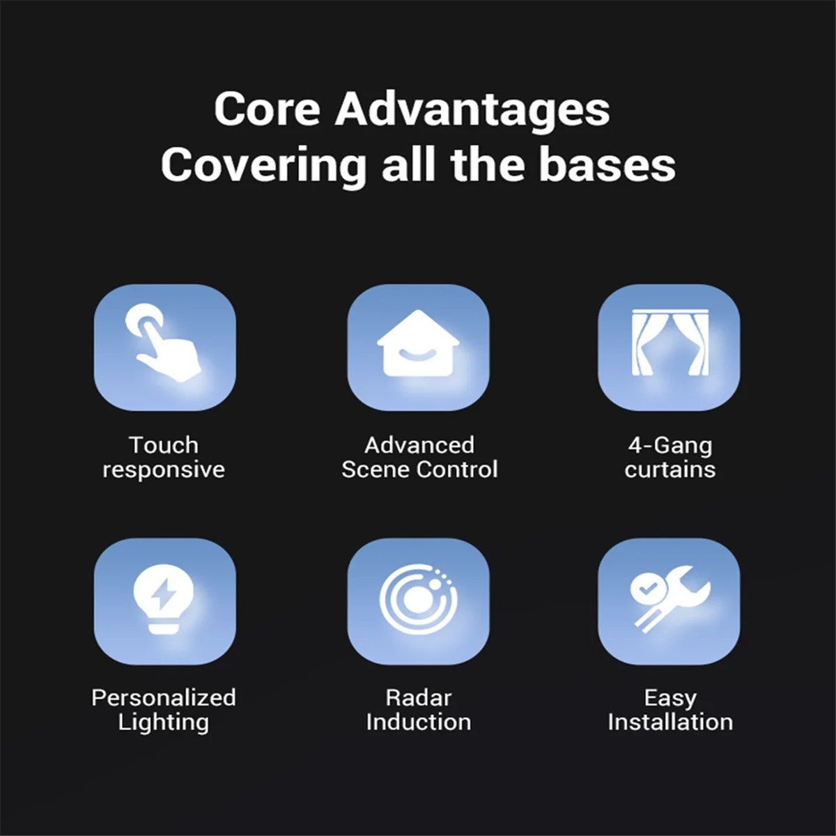 T71C 3.5 بوصة مفتاح الجدار الذكي شاشة تعمل باللمس 4 مجموعات التبديل 8-Way المشهد الرادار الاستشعار يعتم التبديل الستار تويا زيجبي أ
