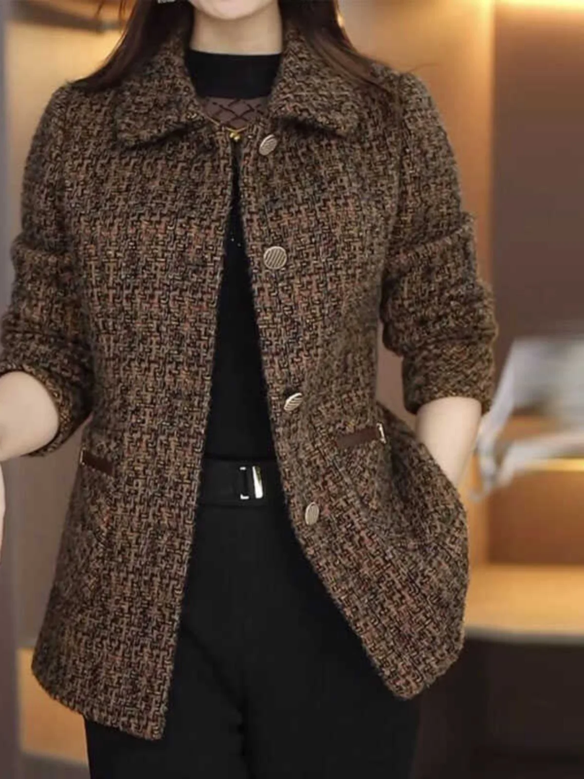 

Осенний комплект Sli Mommy: приталенный жилет из норки, повседневный костюм для женщин среднего возраста, куртка-жакет с воротником, однобортный