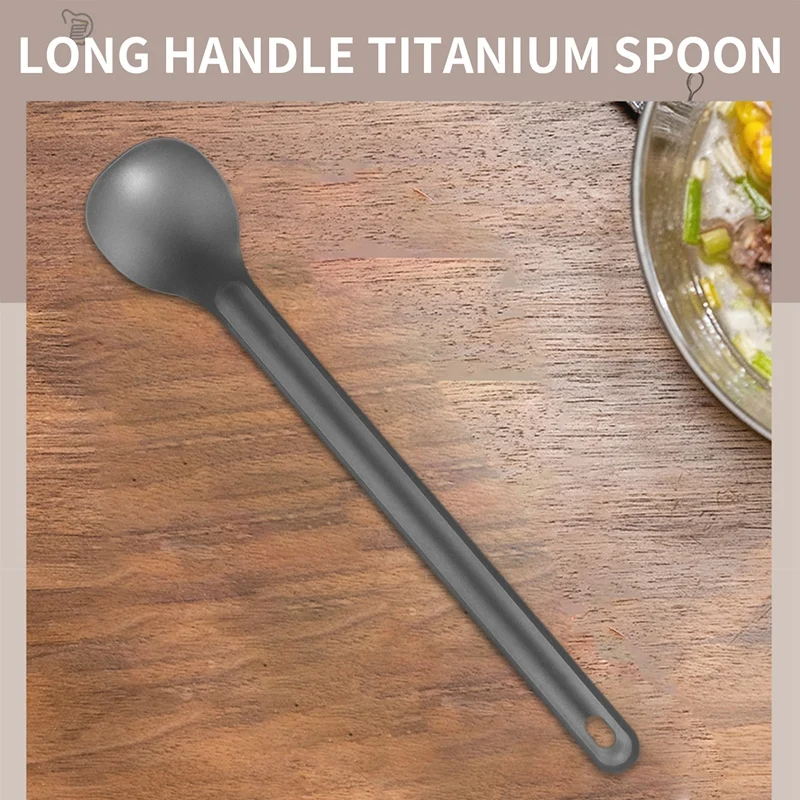

Титановая ложка 21,5 см x 3,9 см, походная ложка, уличная посуда, титановая ложка с длинной ручкой