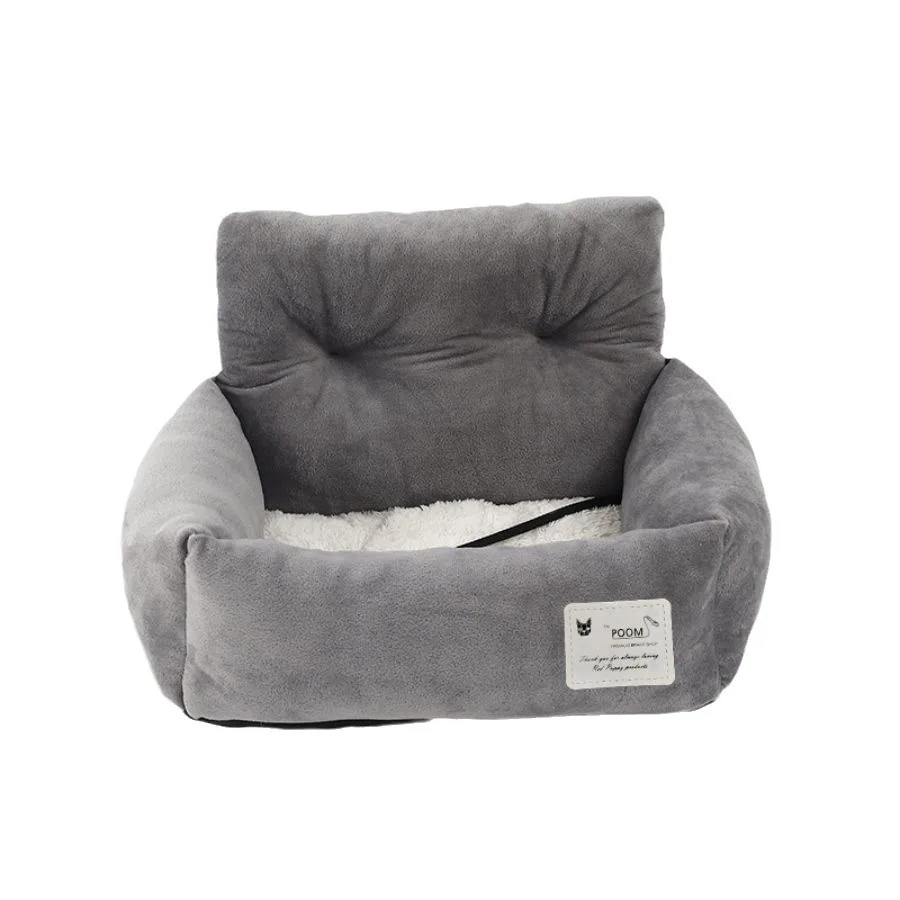 

Dog Car Booster Plush Seat for Travel Washable Car Puppy Carrier Bed With Adjustable Safety Leash