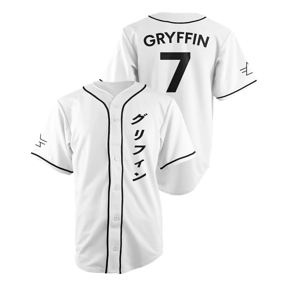 DJ Gryffin Jersey Katakana Baseball Jacket Shirts V-Neck Short Sleeve Button-Down Tee Women Men Streetwear Tops