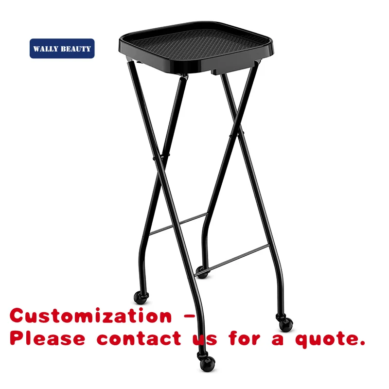 Customize.2025 New Product Black Stainless Steel Tray Trolley Salon Furniture Foldable Cart