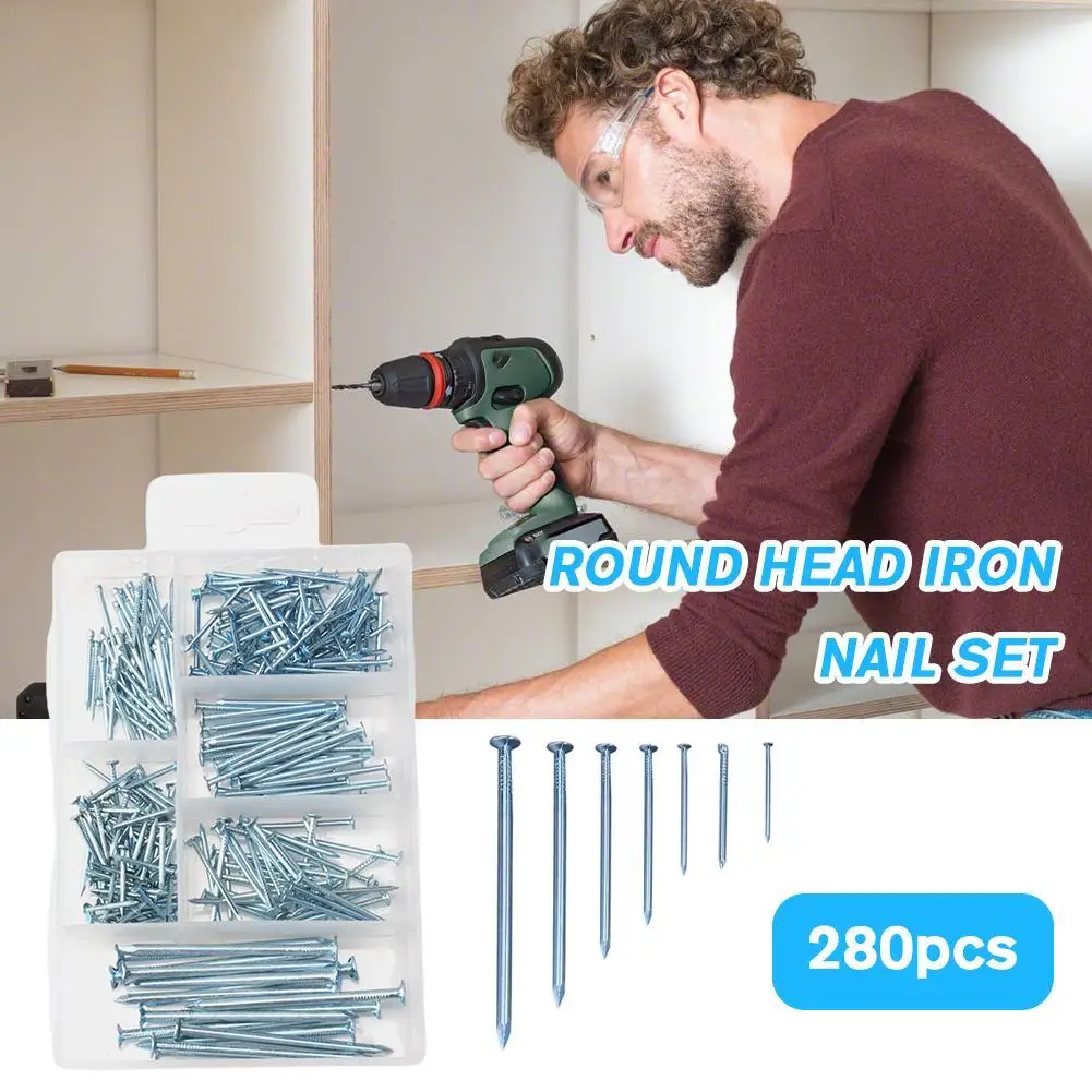 240 Pieces Mixed Nails Round Nails Set Kit Iron Nails Steel Nails Round Head Iron Nails Nails Nails for construction site carpen