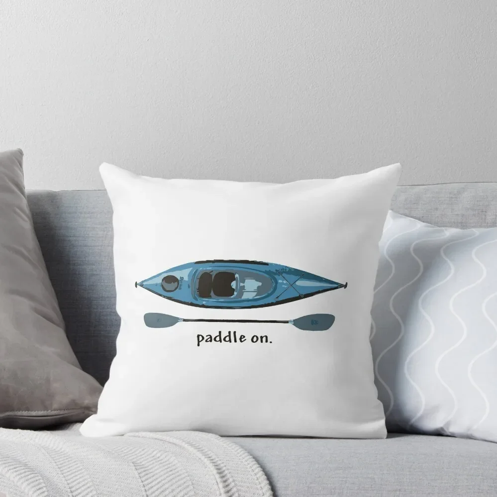 Blue Kayak with paddle illustration, and Paddle on text Throw Pillow Plaid Sofa Sofa Cushion pillow