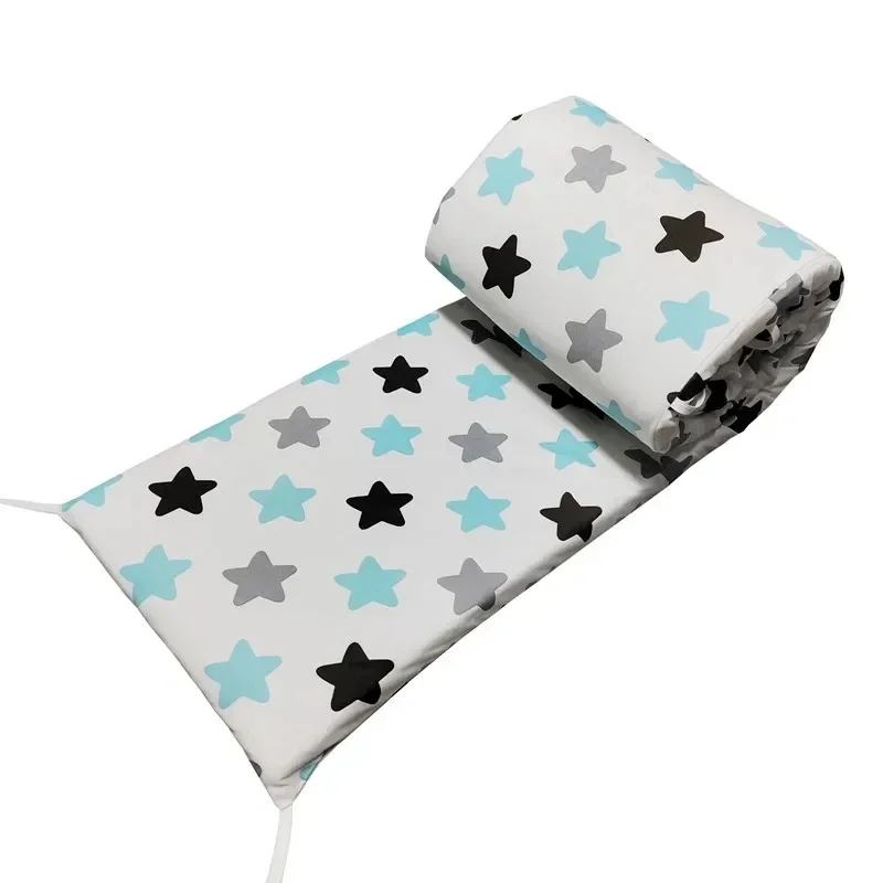 Newborn Cradle Protector Bumpers Baby Bed Crib Bumper Cotton Washable Stars Design Soft Breathable Bedding Set Bed Circumference