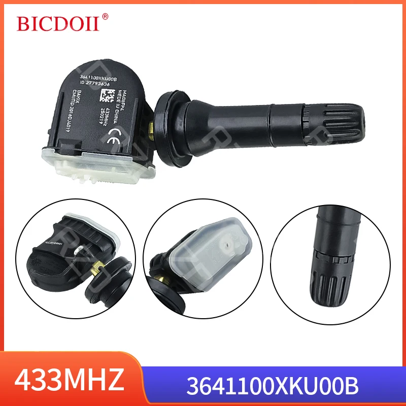 مجموعة من 1/2/4 قطعة 3641100XKU00B مستشعر مراقبة ضغط إطارات السيارة الأسود مناسب للجدار العظيم وينجل C30 5 6 7EV 2018-2020 433MHZ TPMS #4