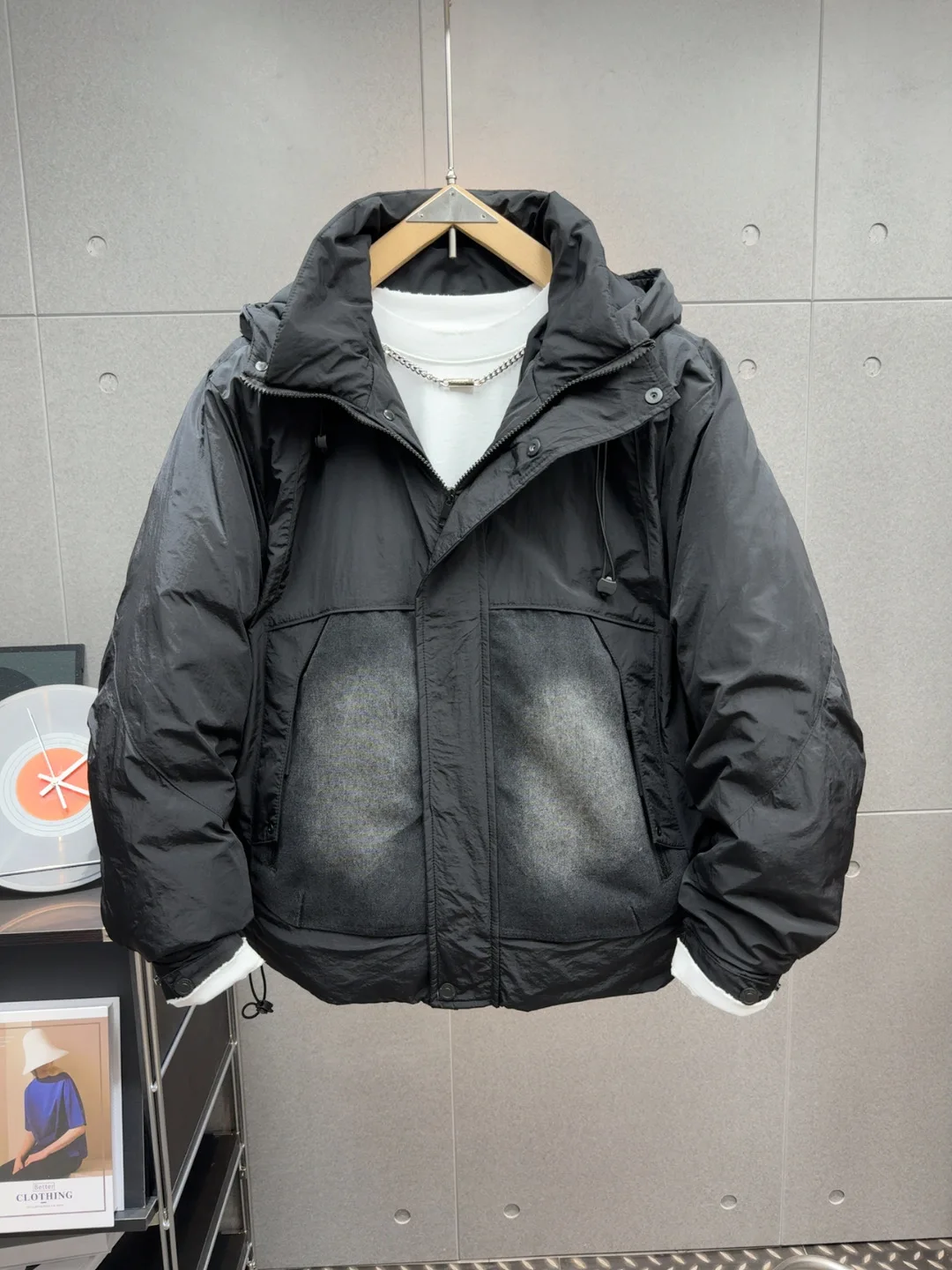 

Men's Thiened Winter White Du down Jaet Trendy Puffy Workwear down Jaet Warm Windproof Fce Lined Zipper Closure