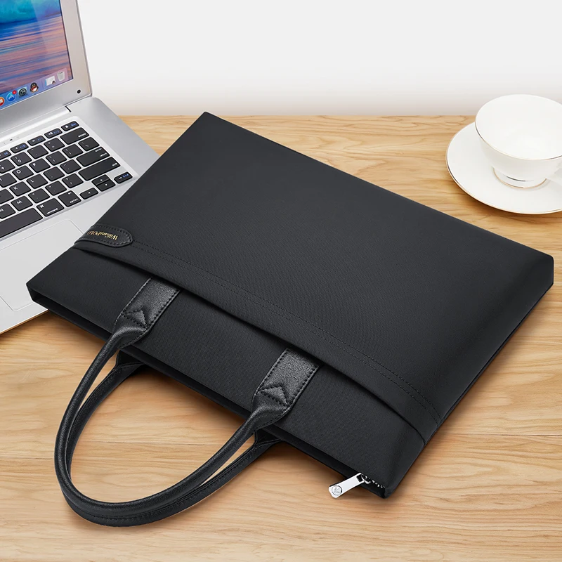 WilliamPOLO Valigetta da uomo d'affari sottile Borsa per laptop resistente all'acqua e resistente all'usura Borsa leggera per uso ufficio