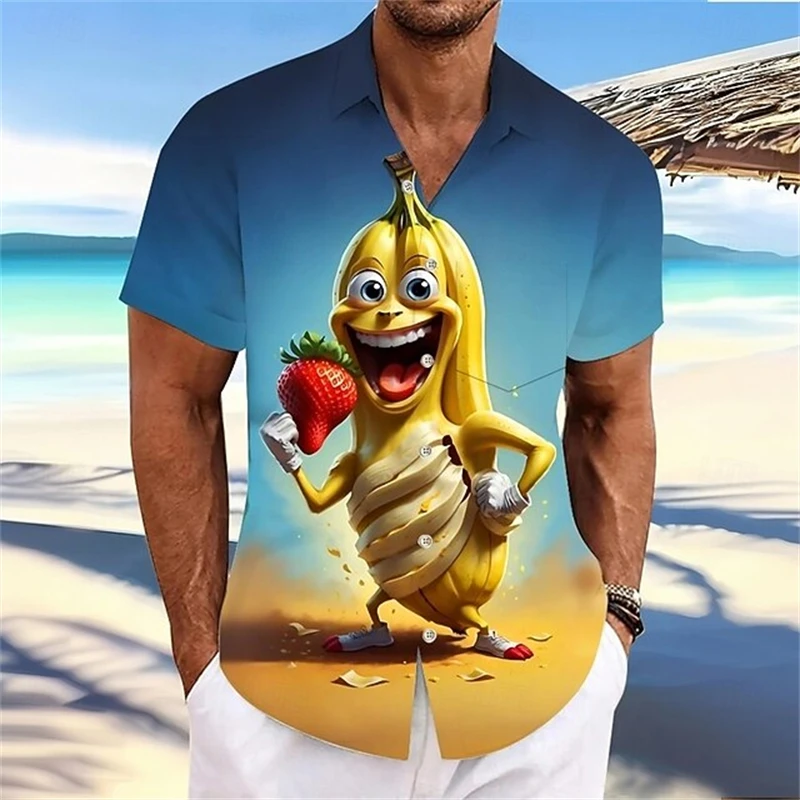 

Funny Beach Hawaiian Shirt For Men Plam Tree 3D Print Shirts Summer Street Short Sleeves Tops Lapel Button Blouse Dropshipping