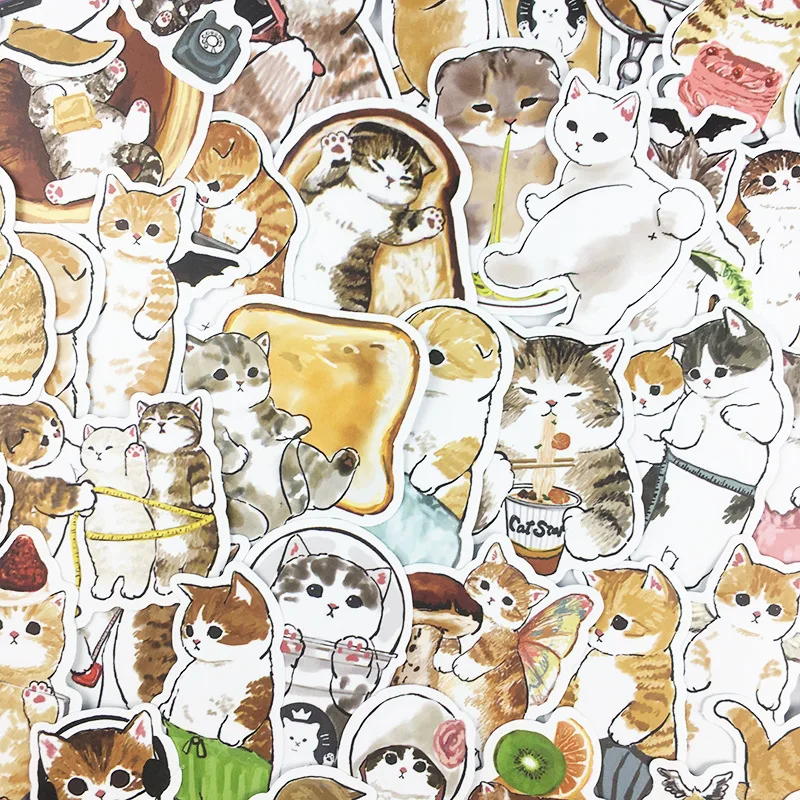 10/30/50pcs Hand Drawn Cat Stickers Laptop Bicycle Guitar Skateboard Sticker Kid DIY Graffiti Waterproof Stickers Toy