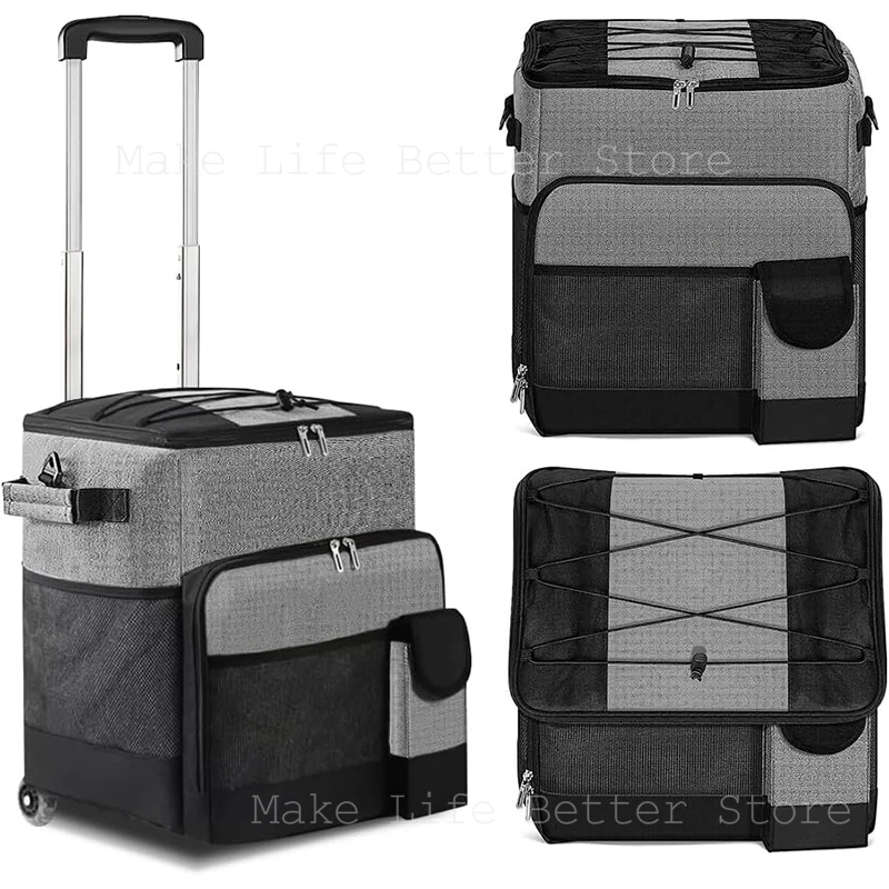 

Ice Box Outdoor Thermal Cooler Box with Trolley Wheels Camping Portable Cooler Box Warm Box Refrigerator Box