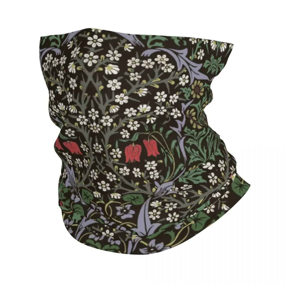 Vintage William Morris Floral Plants Pattern Bandana Neck Warmer Winter Hiking Ski Scarf Gaiter Bohochic Flowers Face Cover