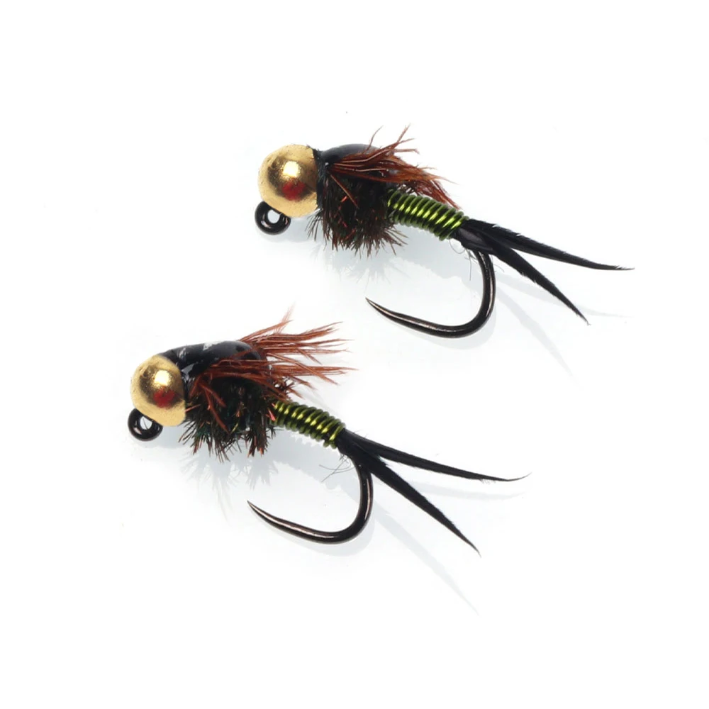 4 Stück # 14 # 16 Widerhakenlose Wolfram-Kugelkopf-Jigs, Copper John Fliegen, schnell sinkende Wet Euro Perdigon Nymphenfliegen, Forellen- und Grauelfischköder – Detail 7