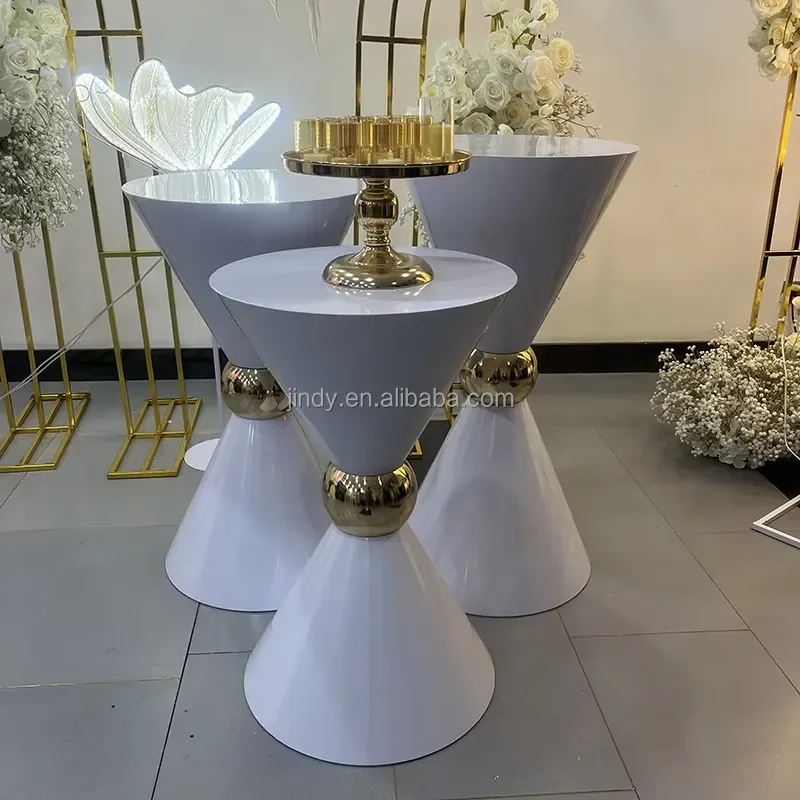 JDR luxury white metal cylindrical dessert table black display stand cake base wedding decoration