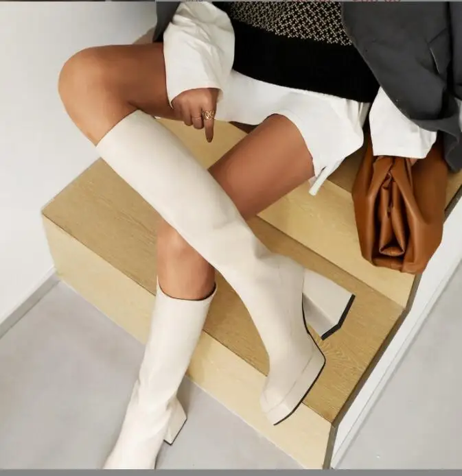 Classic Autumn New Fashion Boots high heels square head Head Boots Large Size European and American Women's Shoes Winter Boots