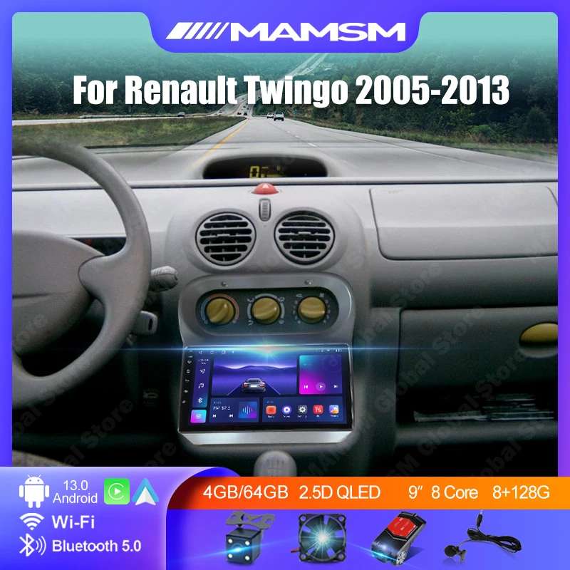 Pour Renault Twingo 2005 - 2013 CarPlay autoradio lecteur multimédia Android 13 8 Core Navigation stéréo 4G GPS Auto radio stéréo