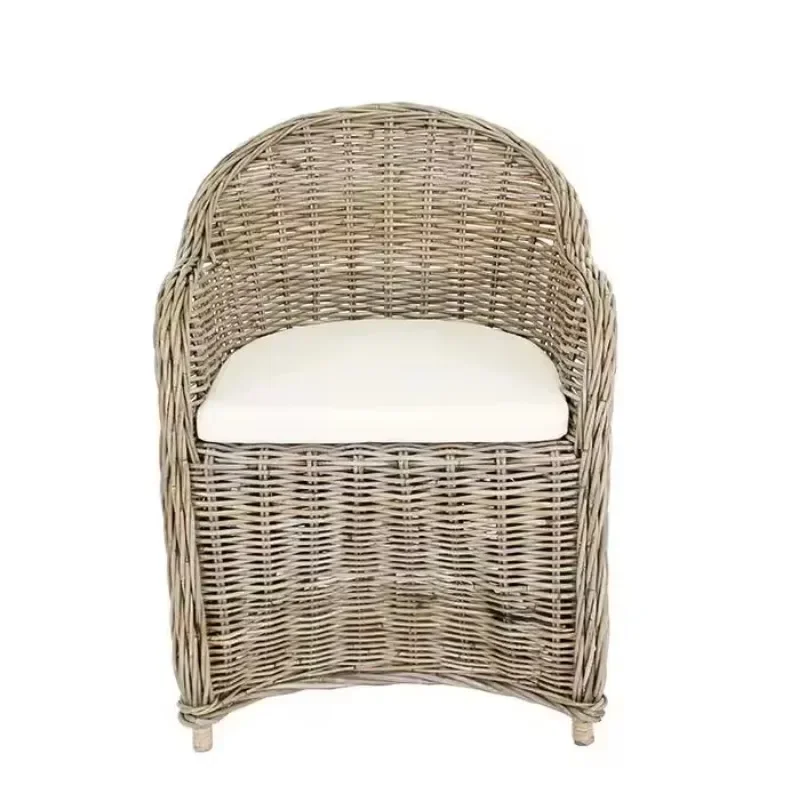 High Quality and Durable Wood Rattan Wicker Hotel Terrace Arm Chair for Outdoor Furniture