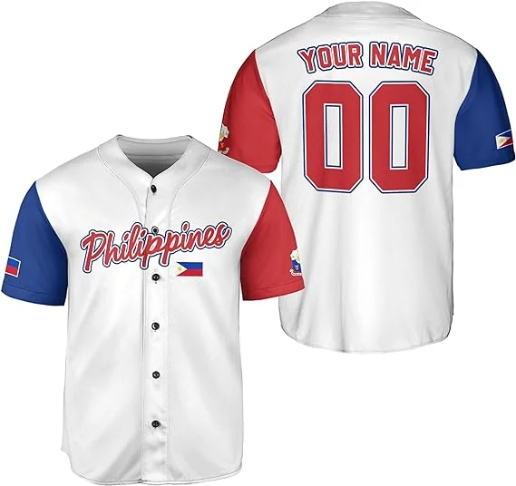 2024 Филиппинская Бейсбольная Футболка с 3D принтом, сетчатая Бейсбольная Футболка из волокна, Мужская Уличная одежда, рубашка с коротким рукавом