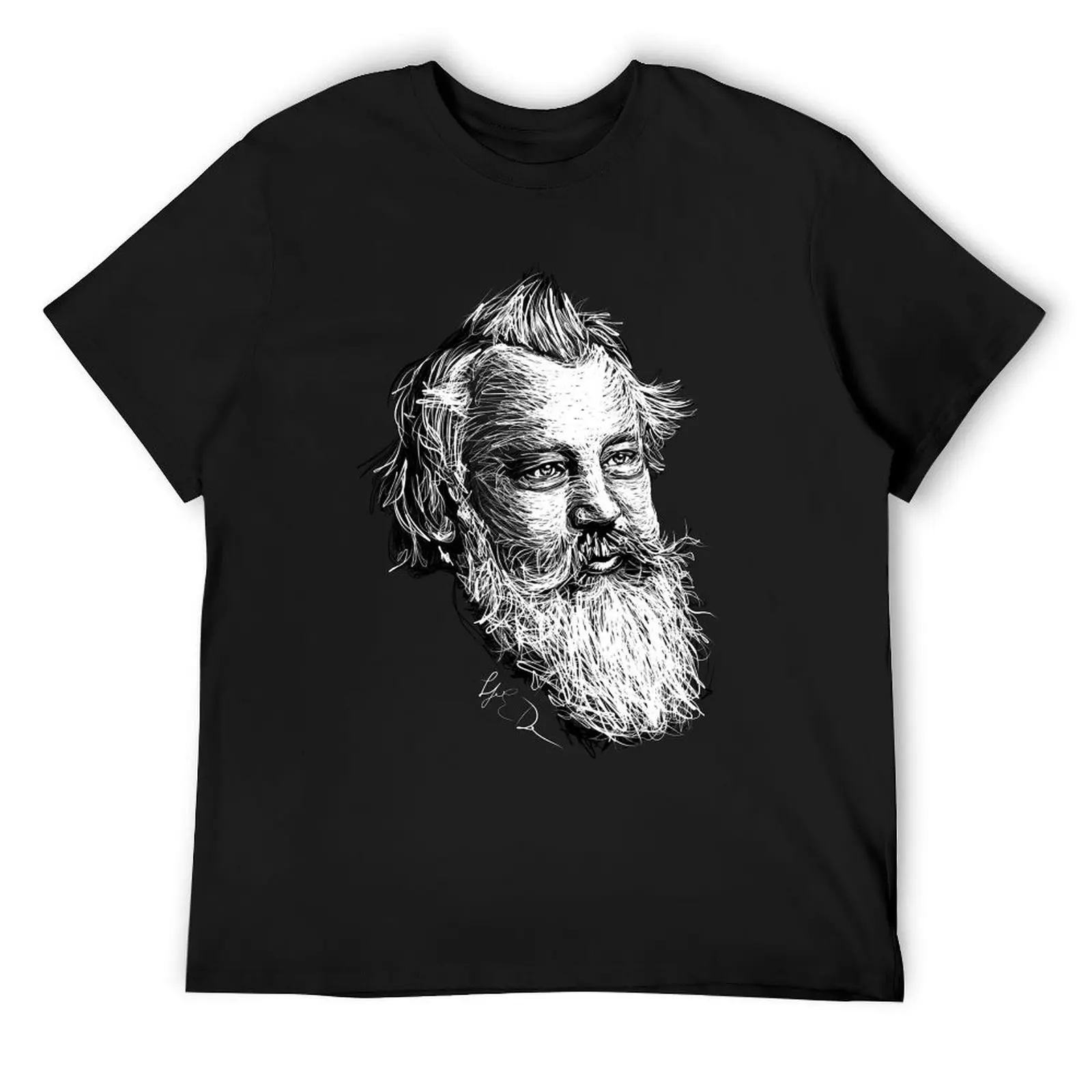 

Brahms drawing in white on black T-Shirt T-shirts man vintage clothes Louboutins Men's t-shirt
