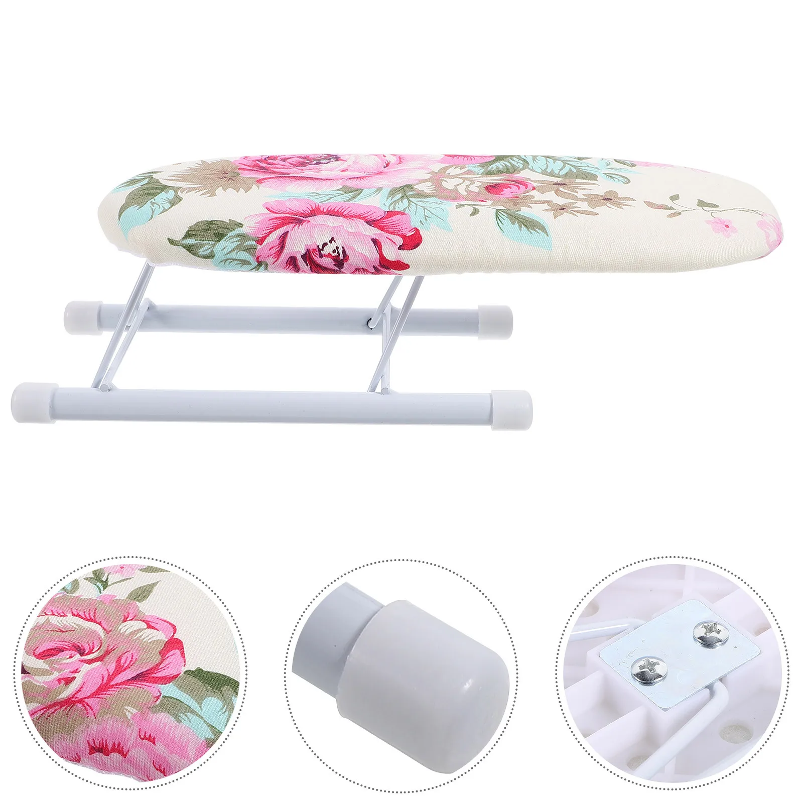 

Mini Ironing Board Foldable Blooming Flower Pattern Sleeve Cuff Collar Travel Home Use Delicate Details Easy Carry Reusable