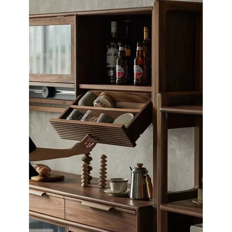 Nordic black walnut side cabinet