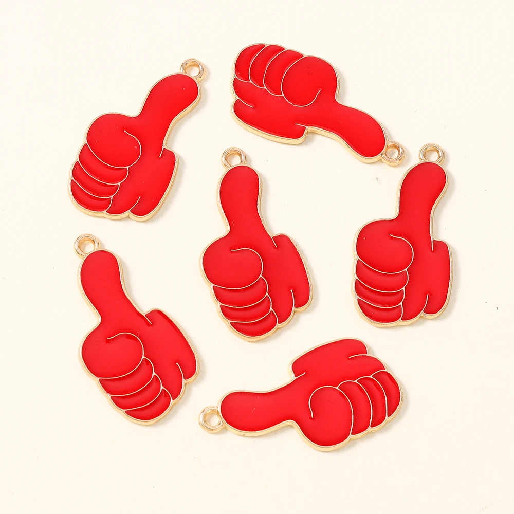 10Pcs Excellent Big Thumb Charms Alloy Pendants Enamel Charms for DIY Jewelry Making Earrings Jewelry Accessories