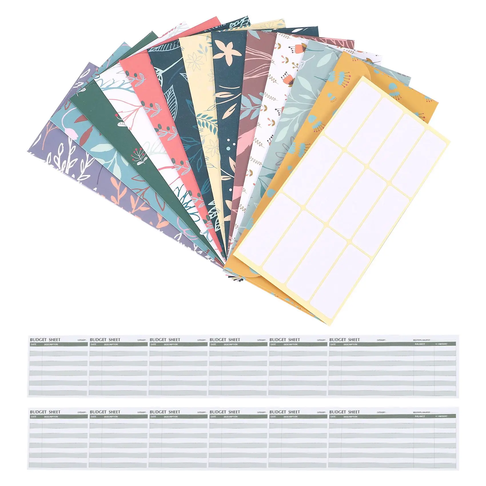 

Y03A 12 Pack Budget Envelopes Laminated Cash Envelope System for Money Savings with Budget Sheets for Finance Record