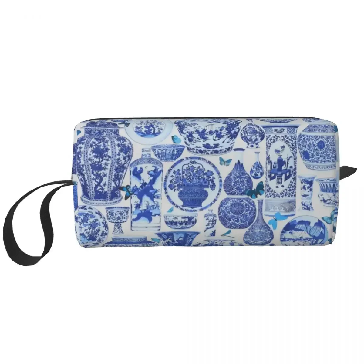 Delft Blue Porcelain Vases Pattern Travel Toiletry Bag Antique Oriental Toile Makeup Cosmetic Beauty Storage Dopp Kit