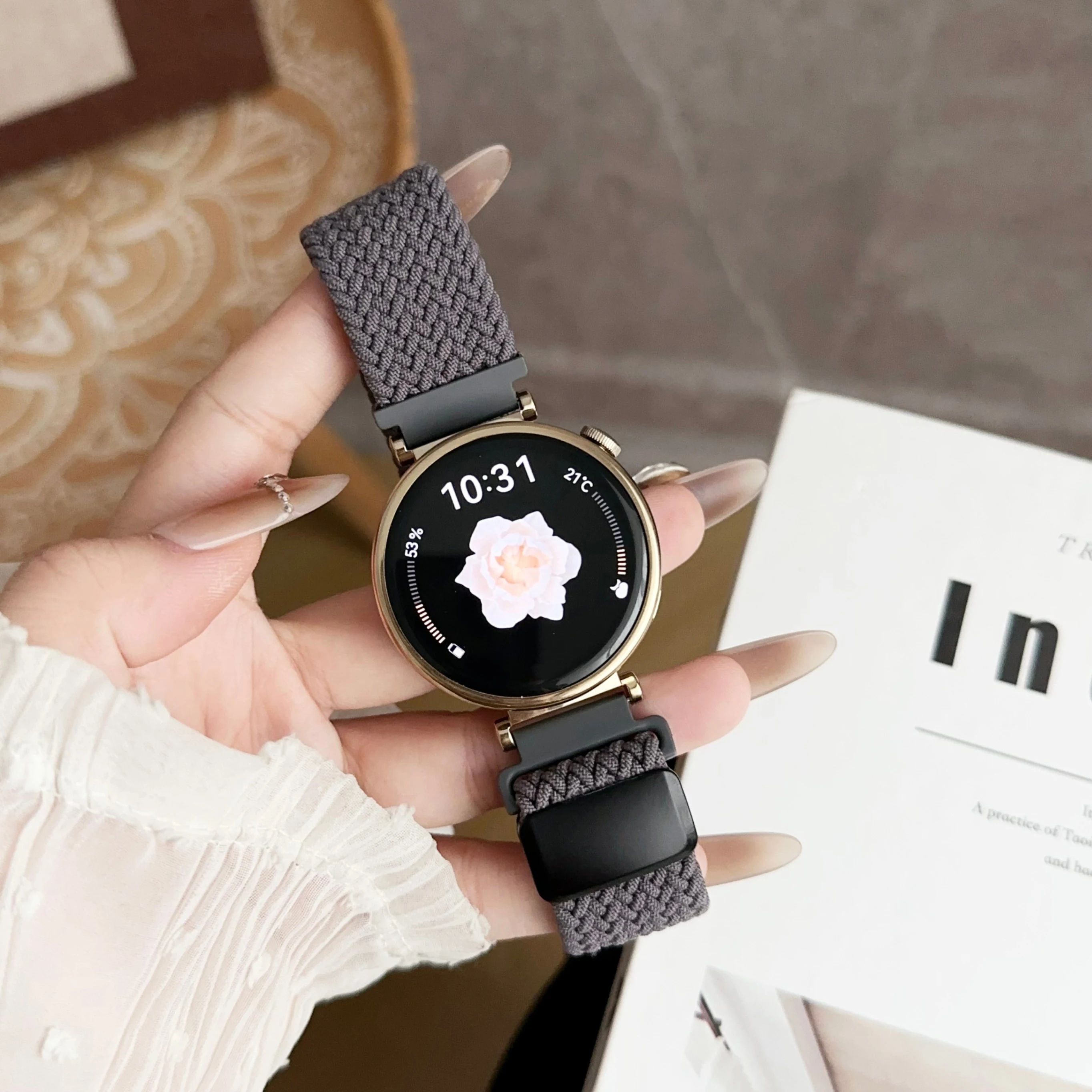 Tali Jam Nilon Gesper Magnetik, Cocok untuk Tali Tenun Multiwarna Samsung Galaxy 18Mm/20Mm/22Mm, Kompatibel dengan Jam Tangan Samsung Galaxy 4/5/6 40Mm, Tali Elastis yang Dapat Disesuaikan